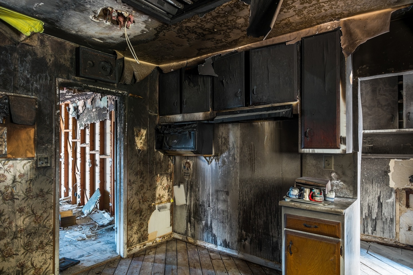 Example of fire damaged property