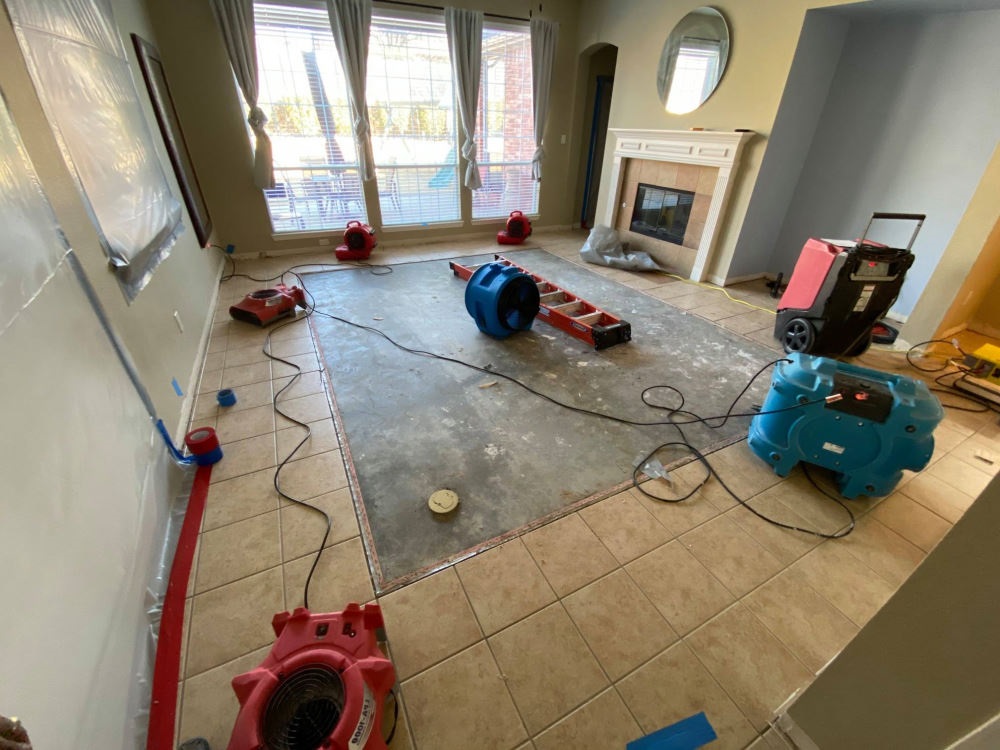 Example of property undergoing restoration from damage